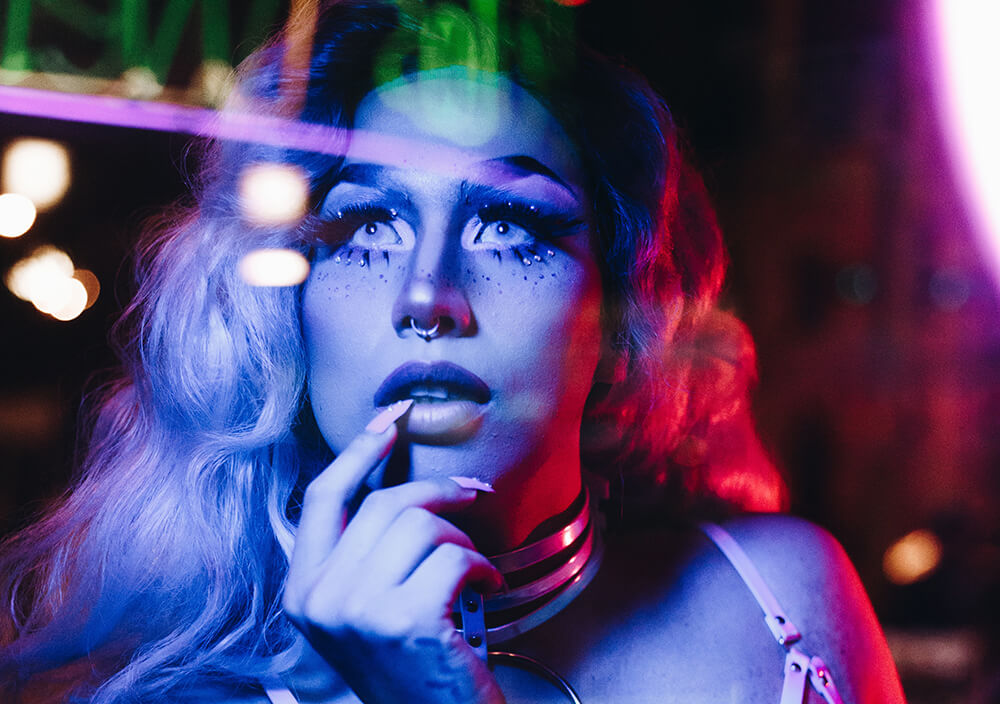 Girl with septum piercing