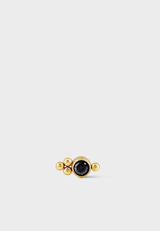 Titanium Threadless Liquorice Black Gem 3+1 Beads Gold PVD